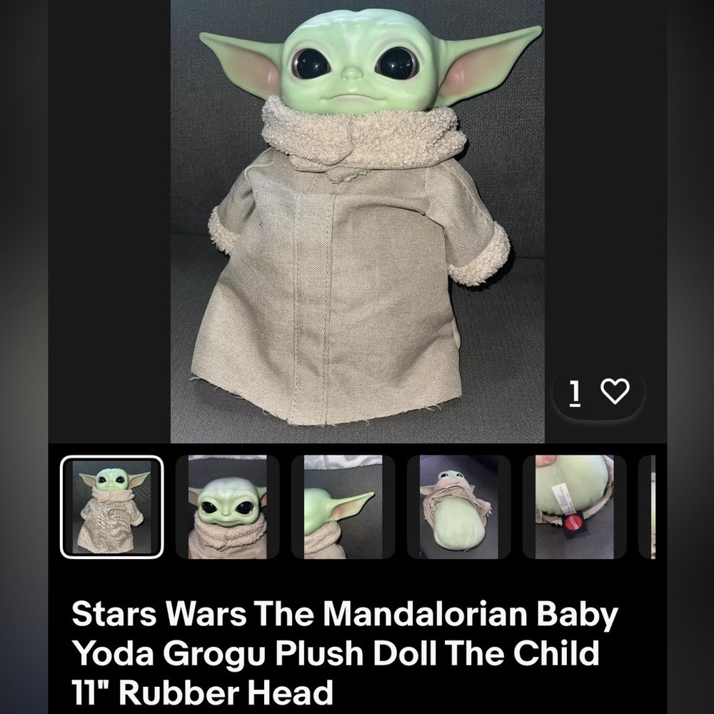 Disney Star Wars The Mandalorian Baby Yoda Grogu Plush Doll The Child 11” Rubber - Picture 12 of 12